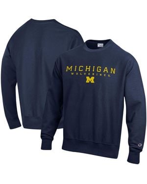 Champion Michigan Wolverines Relentless Reverse Weave Sweatshirt - Blue