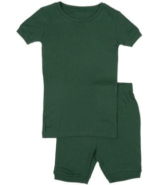 Leveret Toddler Matching Family Two Piece Cotton Short Sleeve Shirt And Shorts Pajamas - Green