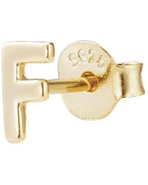 Adornia Fine 14k Gold Vermeil .925 Sterling Silver Single Initial Stud Earring - Metallic