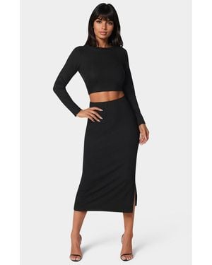 Bebe Two Piece Rib Sweater Set - Black