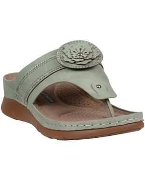 Gc Shoes Vickie Flower Thong Flat Sandals - Green