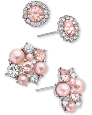 Charter Club Silver-tone 2-pc. Set Imitation Pearl Stud Earrings - Pink