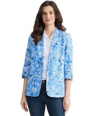 Jones New York Petite Patch Pocket Jacket - Blue