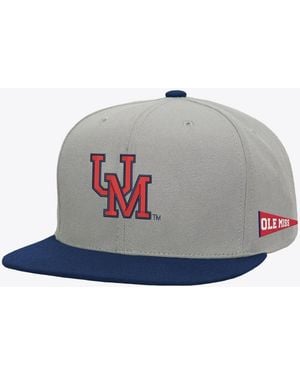 Mitchell & Ness Gray/navy Ole Miss Rebels Plaid Og Snapback Hat