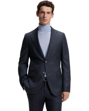 BOSS Boss By Wool Patterned Slim-fit Blazer - Blue