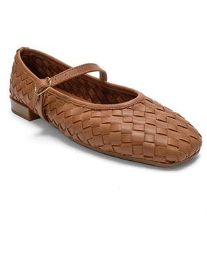 Forever & Always Shoes Yevora Leather Woven Strap Ballet Flat - Brown