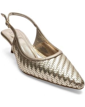 Prologue Shoes Alvessia Kitten Heel Slingback Pump - Metallic