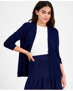 Anne Klein Essentials Newport Kissing Front Cardigan - Blue