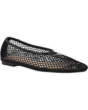Guess Aylora Triangle Logo Woven Mesh Ballet Flats - Black