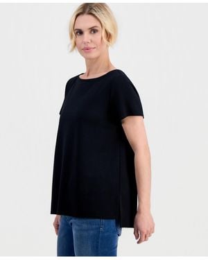 Style & Co. Petite Short-sleeve Boat Neck Top - Blue
