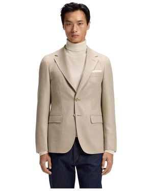 BOSS Boss By Wool-silk Regular-fit Single-breasted Blazer - Natural