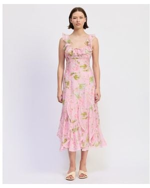 En Saison Sleeveless Scoop Neck Wrenley Midi Dress - Pink