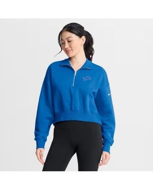 Nike Detroit Lions Phoenix Fleece Quarter-zip Sweatshirt - Blue