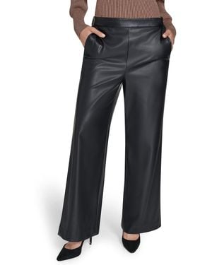 Halston Mid Rise Wide Leg Pants - Black