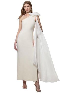 Karen Millen Shoulder Bow Cape Detail Maxi Dress - White