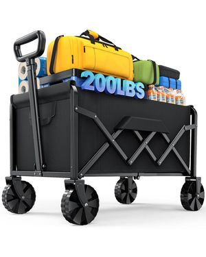 Gnuadz Collapsible Wagon Foldable Dog Cart Utility Shopping Cart Camping - Black