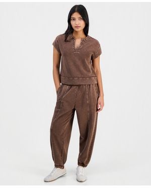 And Now This Petite French Terry Balloon-leg Pants - Brown