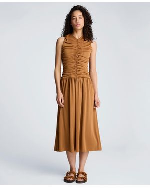 Kenneth Cole Ruched A-line Midi Dress - Brown
