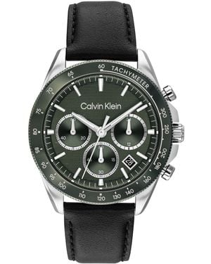Calvin Klein Quartz Sport Chronograph Black Leather Watch