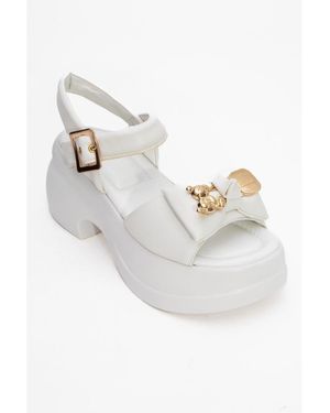 Prologue Shoes Merida Buckle Platform Sandal () - White