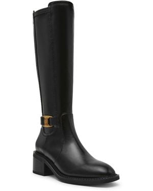 Anne Klein Anessa Block Heel Knee High Boots - Black