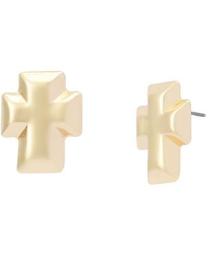 Robert Lee Morris Tone Cross Stud Earrings - White