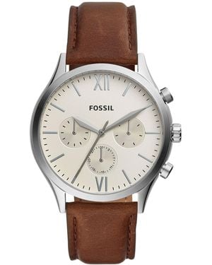 Fossil Fenmore Multifunction Leather Watch 44mm - Brown