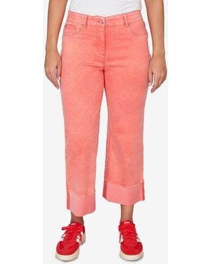 Ruby Rd. Petite Sunwashed Cuffed Colored Ankle Jeans - Pink