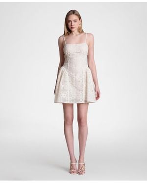 Avec Les Filles Cotton Sweetheart Neck Mini Dress - White