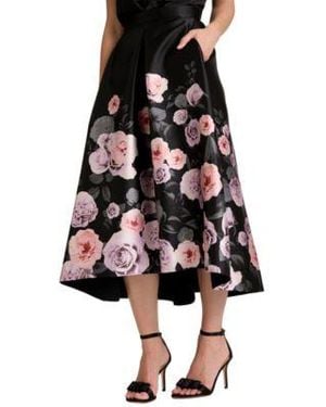 Muse Printed Pleated Midi Skirt - Black