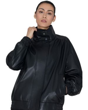 SOIA & KYO Miu Oversized-bomber Leather Jacket - Black