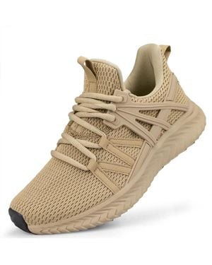 Peneyon Slip On Running Sneakers Breathable Lightweight Anti Slip Walking Tennis Shoes - Natural