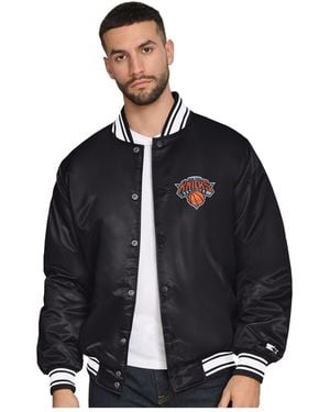 Starter New York Knicks Final Buzzer Satin Varsity Full-snap Jacket - Blue