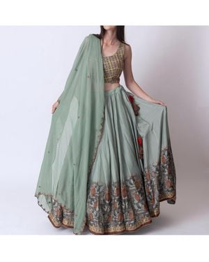 Ras Pistachio Lehenga Choli Set - Multicolor