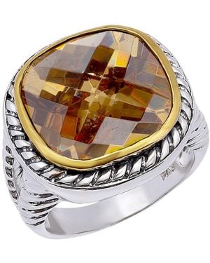 Macy's Cushion Cut Bezel Champagne Cubic Zirconia Oxidized Twist Statement Ring - Metallic