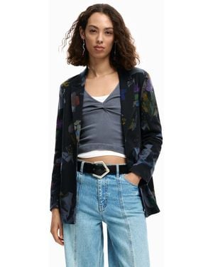 Desigual Blazer Collage, Cotton - Blue