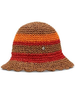 Steve Madden Scallop-edge Crochet Striped Cloche - Red