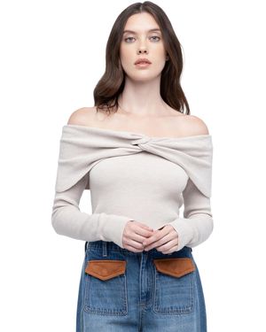 Blank NYC Off-the-shoulder Ribbed Long-sleeve Sweater - White