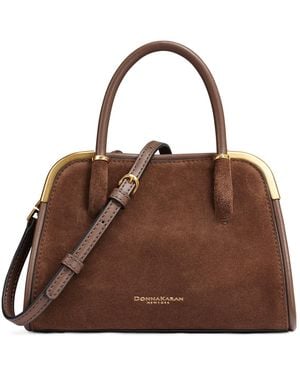 Donna Karan Leather Small Satchel Handbag - Brown