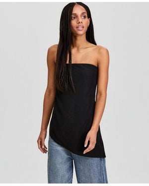 And Now This Asymmetrical-hem Strapless Top - Black