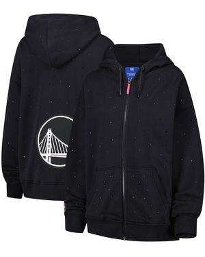 Terez Golden State Warriors Oversized Allover Gemstone Full-zip Hoodie - Black