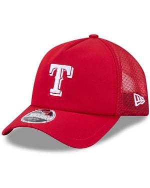 KTZ Texas Rangers 2026 Batting Practice Apex 9forty Adjustable Trucker Hat - Red