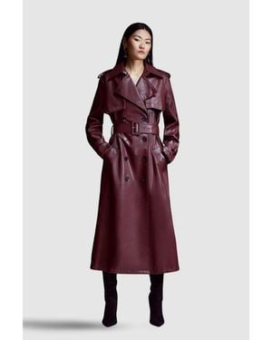 Karen Millen Tailored Faux Leather Belted Trench Coat