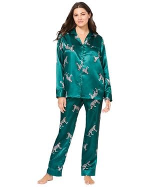 Amoureuse The Luxe Satin Pajama Set - Green
