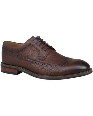 BarIII Asherr Long Wing Brogue Leather Dress Shoes - Brown