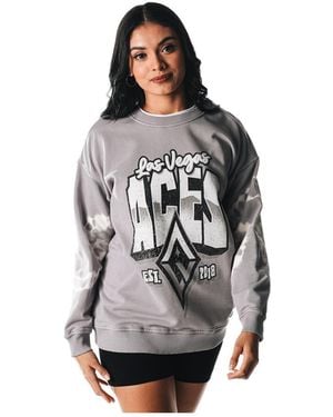 The Wild Collective Las Vegas Aces Double Collar Fleece Pullover Sweatshirt - Gray