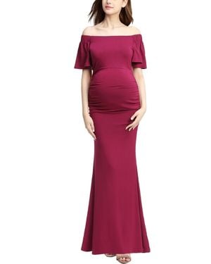 Kimi + Kai Kimi + Kai Maternity Abigail Off Shoulder Maxi Dress - Red