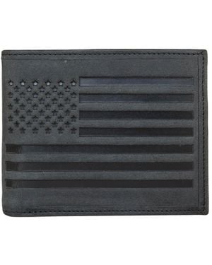 Lucky Brand Flag Embossed Leather Bifold Wallet - Black