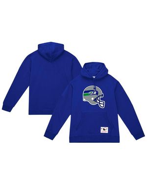 Mitchell & Ness Seattle Seahawks Helmet Logo Vintage Pullover Hoodie - Blue