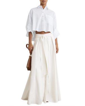 Reiss Cotton-blend Pleated Maxi Skirt - White